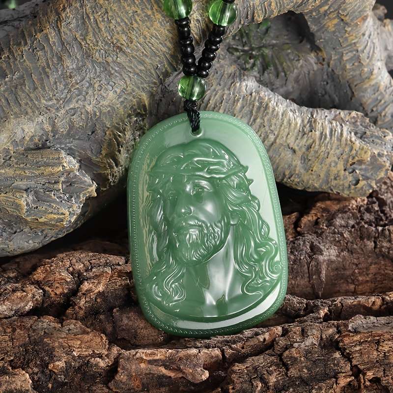 1 Piece Green Jesus Theme Pendant