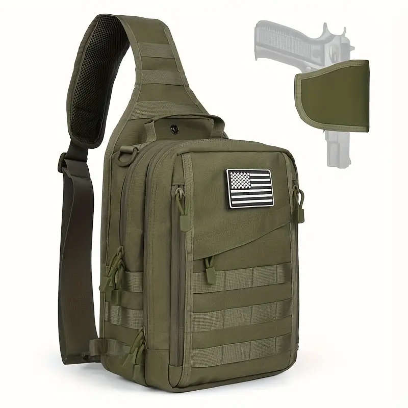 1pc Tactical Sling Bag Backpack for Men Nylon Sports Style Solid Color Normal Waterproof