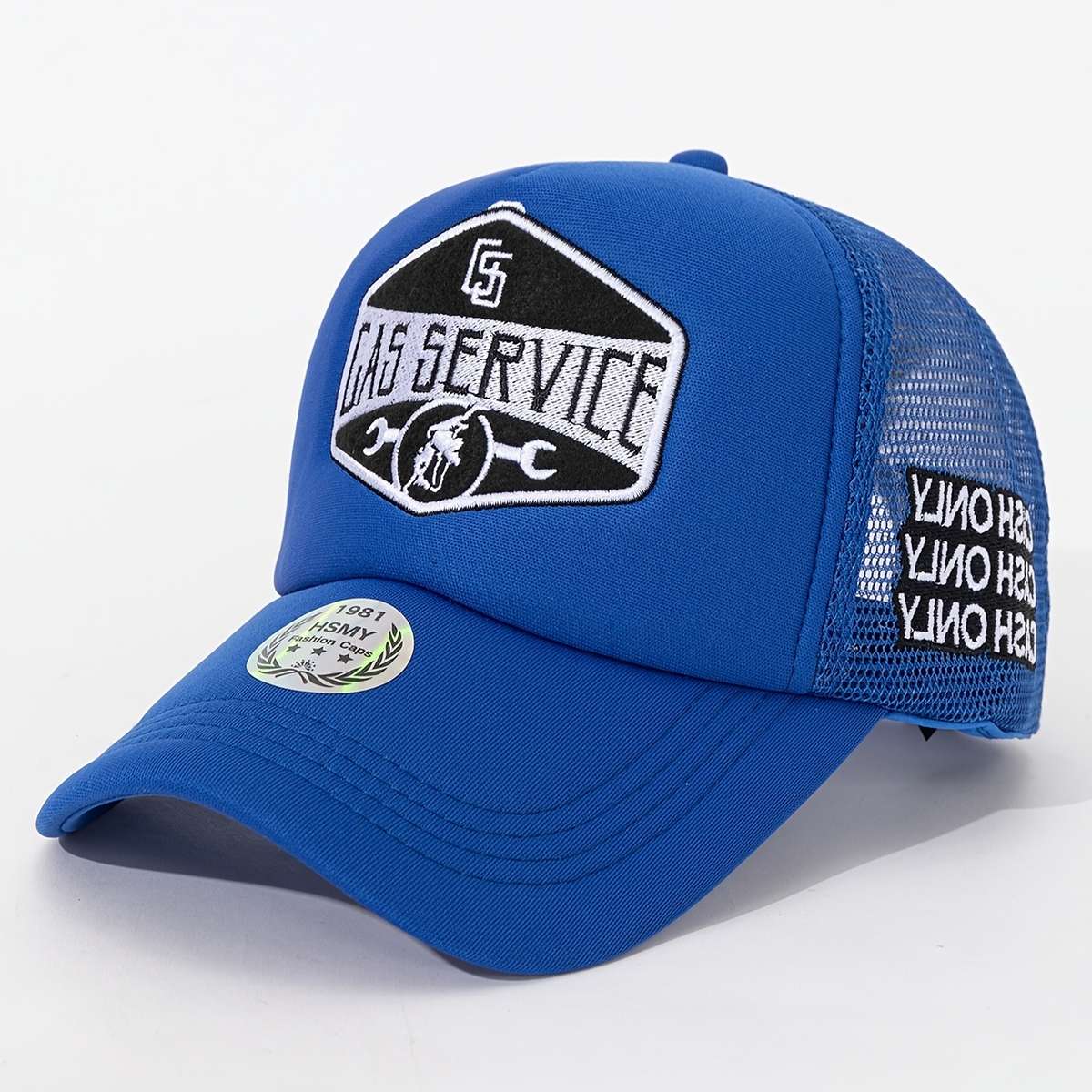 Gas Service Embroidered Logo Trucker Cap With Breathable Mesh Back A Casual Sunshade Hat For