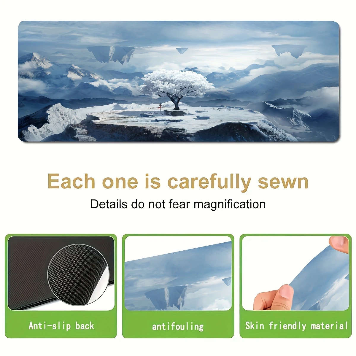 40x90cm Ice and Snow Floating Mountain Scenery Mouse Pad Soft Touch Office Desk Accessory