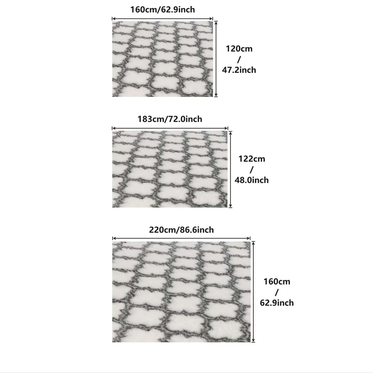 1Pc 220x160cm 86.6x62.9inch Floor Mat