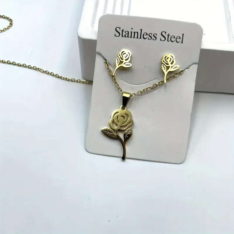 Stainless Steel Jewelry Set for Women - Rose