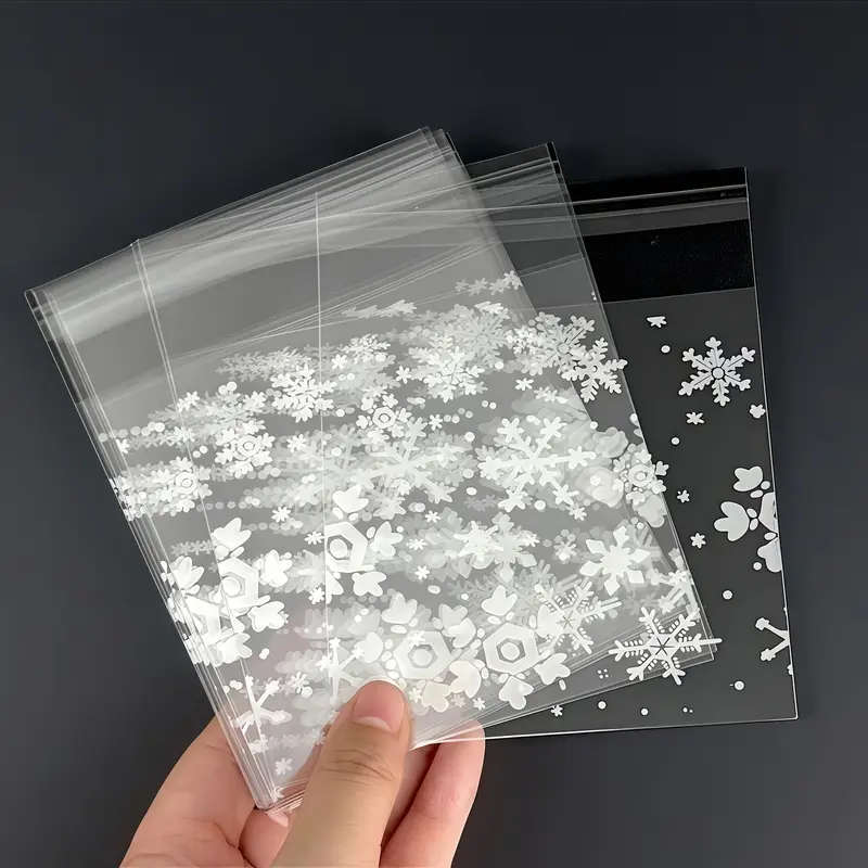 100 Transparent Snowflake Christmas Print Gift Bags