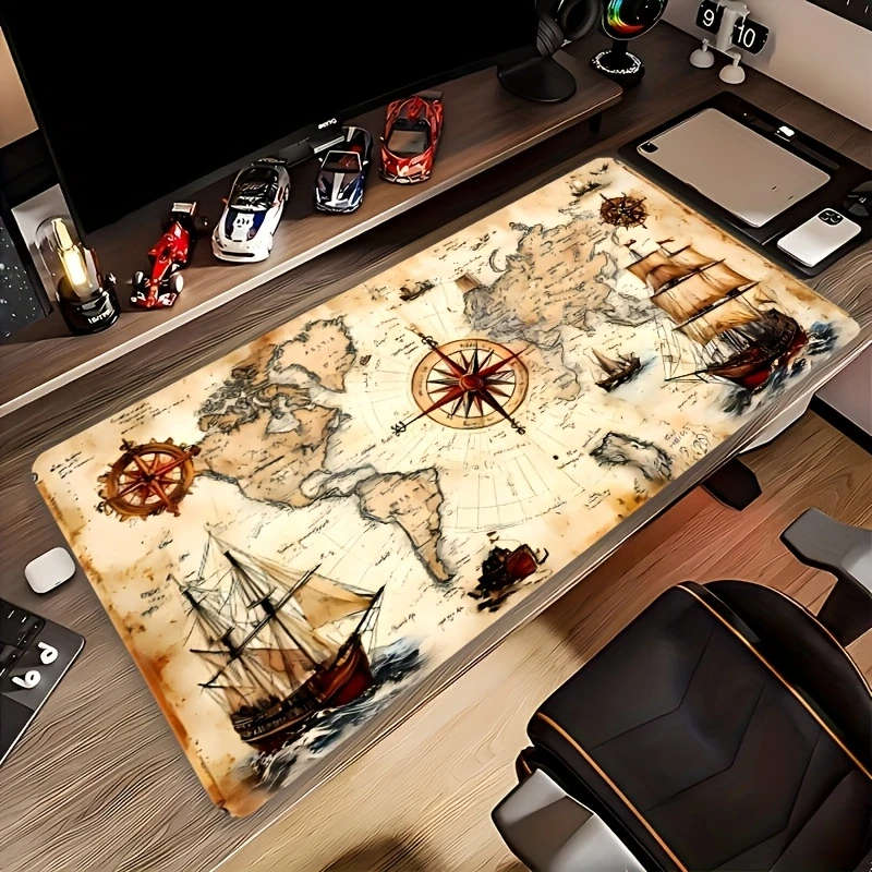 1pc 40x90cm Vintage Nautical Map Mouse Pad Extended Desk Mat