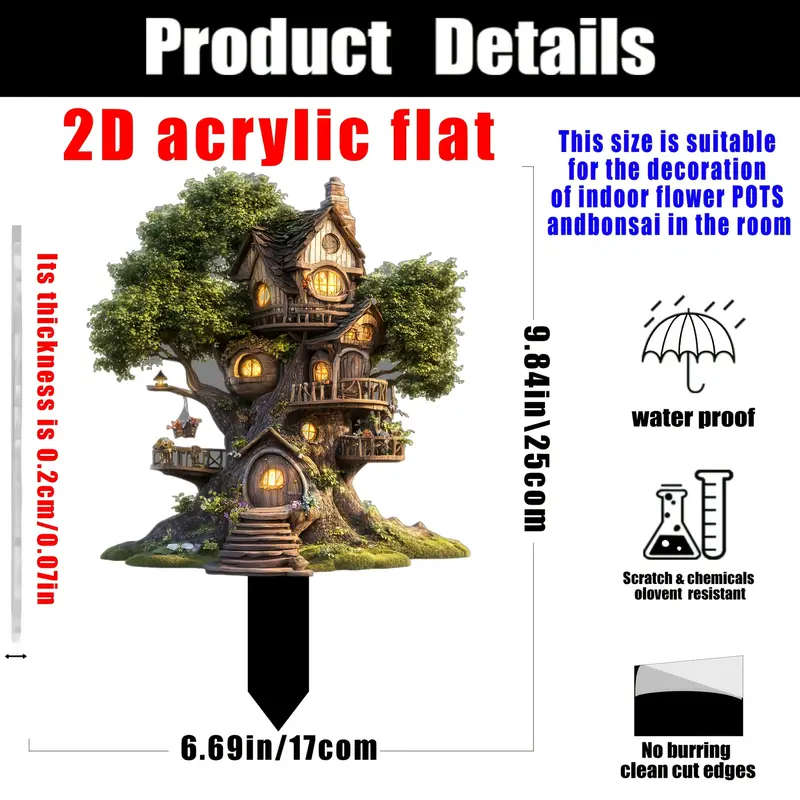 2D Flat Acrylic Fairytale Tree House