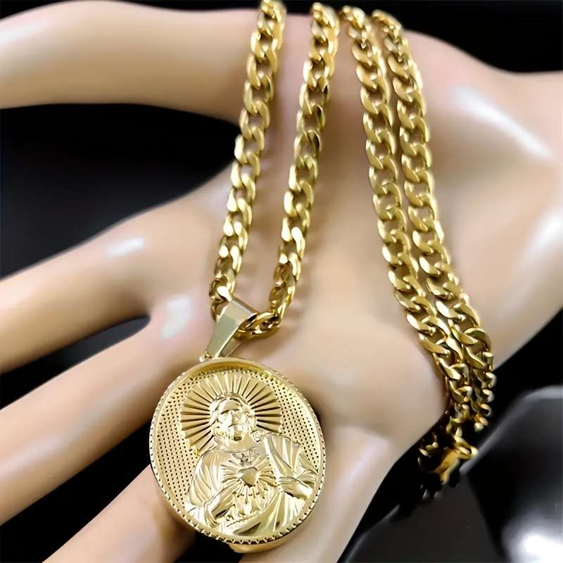 1 Piece Golden Jesus Theme Pendant