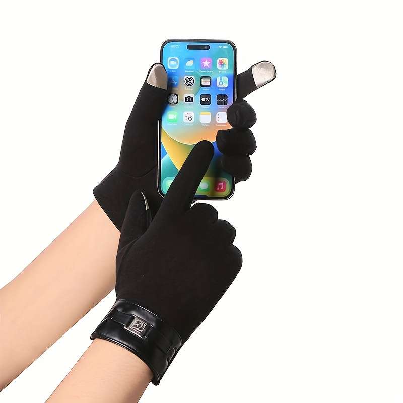 1 Pair Grey Warm Gloves