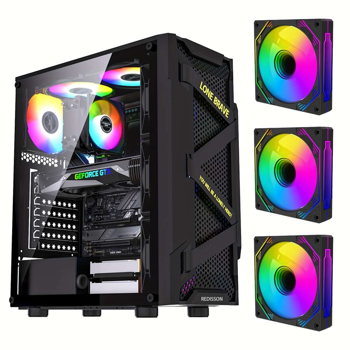 Micro ATX PC Case with 3x120mm 3-Pin ARGB Fans Pre-Installed