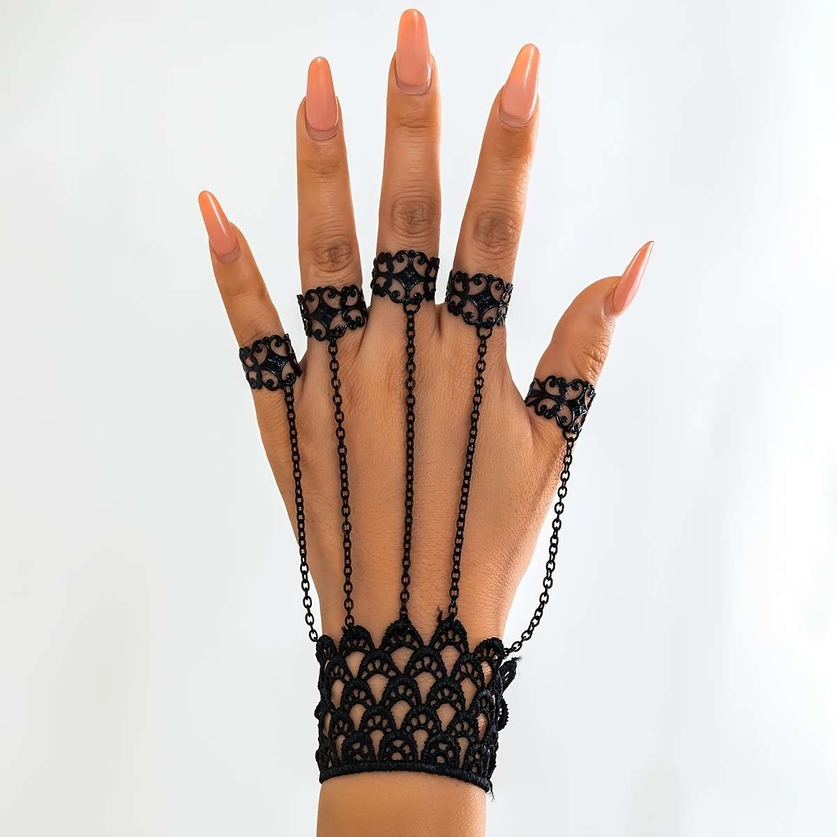 1 Pair Black Lace Fingerless Gloves