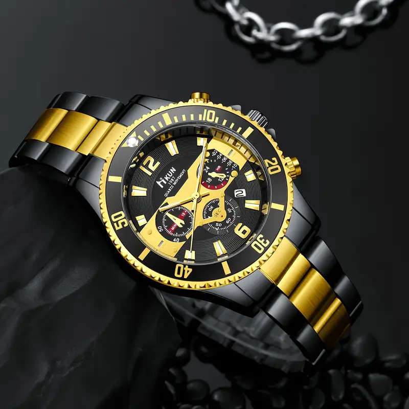 5pcs Men's Fashion Gift Set Stylish Glasses Wallet Watch Necklace Greeting Card Perfect Birthday Pre