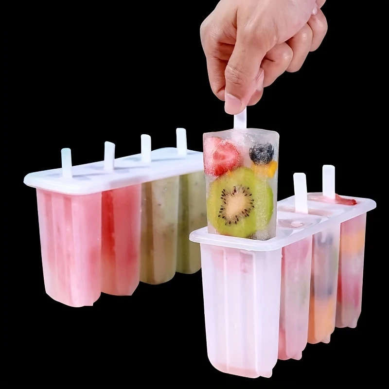 4-Pack Plastic Popsicle Molds DIY Ice Pop Maker With Durable PP Material Creative Ice Cream Stick Mo