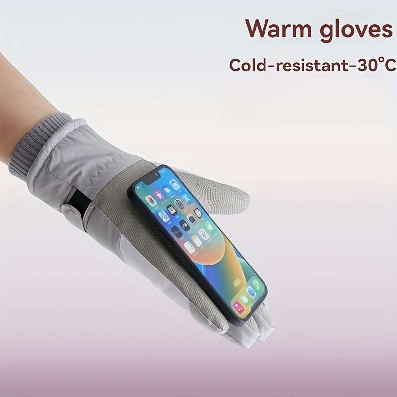 1 Pair Gray White Warm Gloves