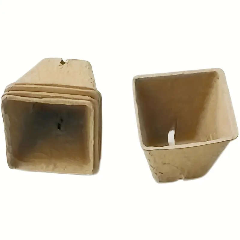 50 Pcs Square Pulp Seedling Cups With Drainage Holes