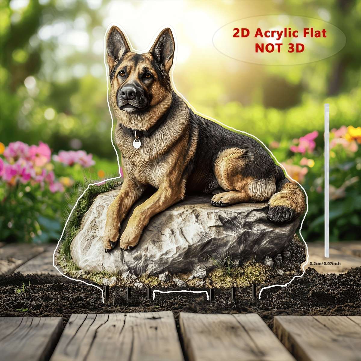 1pc 2D Flat   Acrylic Flat  Acrylic Flat Printing Dog Garden Stake German Shepherd Garden Stake