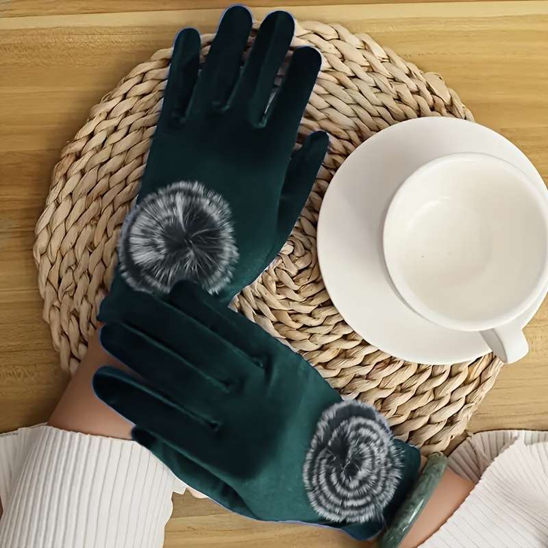 1 Pair Blackish Green Warm Gloves
