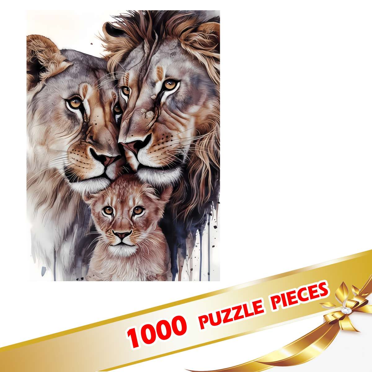 1000pcs Lion Family Jigsaw Puzzle Challenging DIY Brain Teaser for Adults Youngst