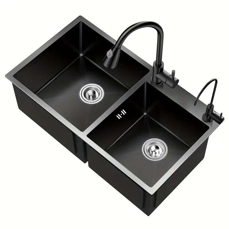 1pc Thickened Stainless Steel Double Basin Handmade Sink