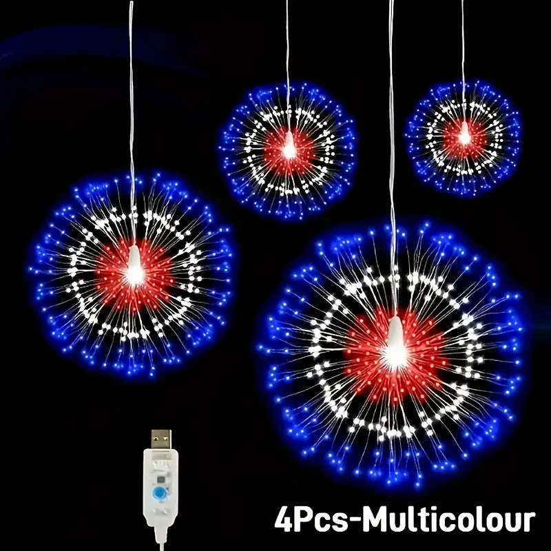 4 Strings Of Led Fireworks Colourful