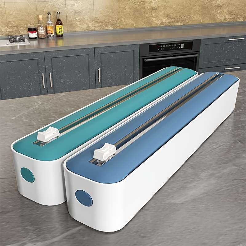 1pc Dual-Action Fresh Wrap Dispenser Cutter Multi-Purpose Kitchen Sealer for Plastic Tin Foil