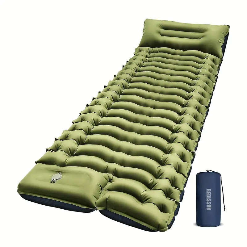 Inflatable Camping Sleeping Pad with Built-In Pillow & Foot Pump