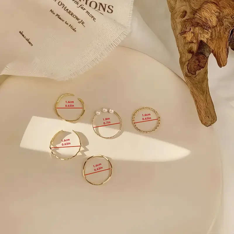 5pcs Niche Ring Trendy Simple Jewelry Set