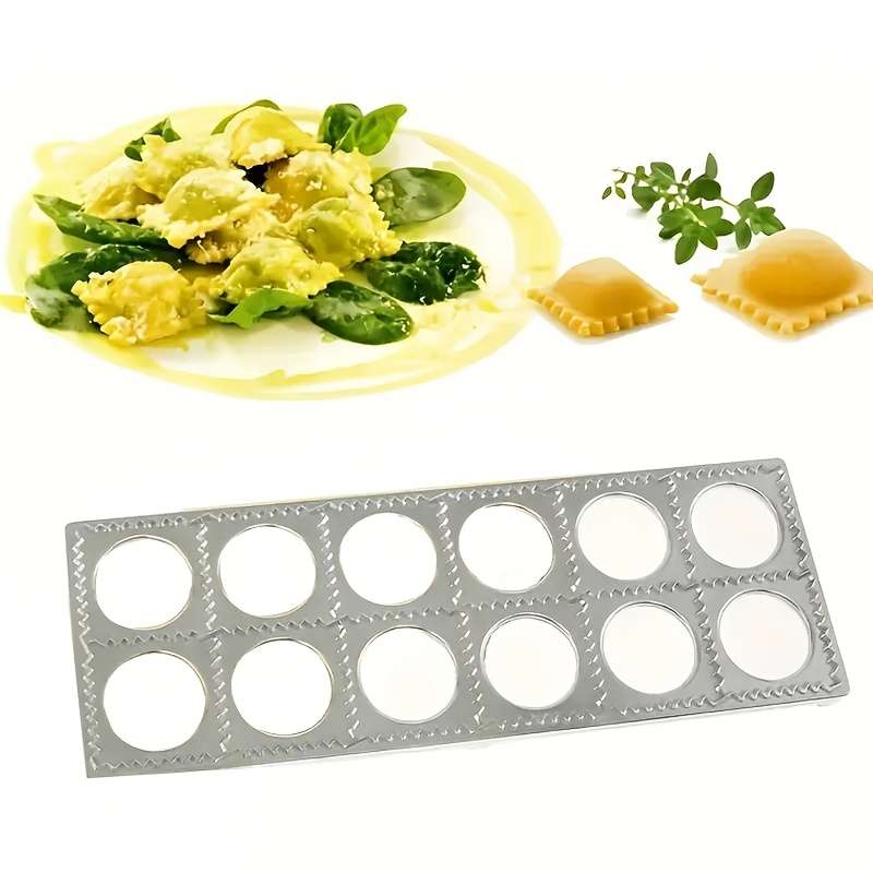 12-Hole Aluminum Ravioli Press Mold Manual Italian Dumpling Maker for Pierogi Wonton and Po
