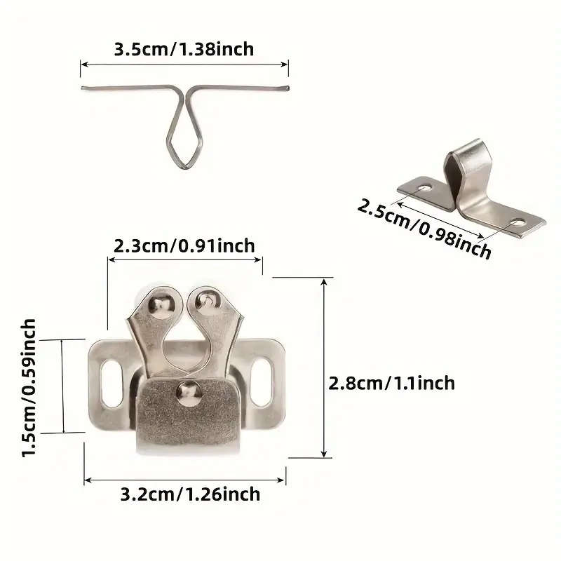 24pcs 4sets Cabinet Lock Double Roller Catch Buckle Hardware Suitable For Cabinet Wardrobe Door Lock