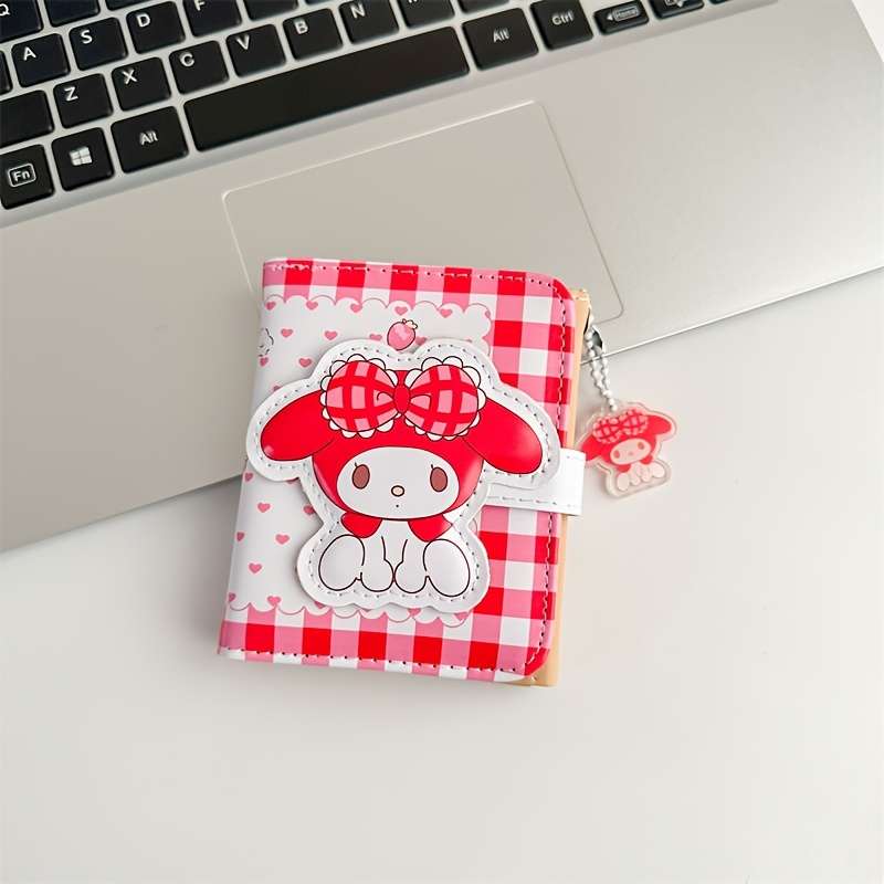 Kuromi Cartoon Tri-Fold Short Wallet Rfid Blocking Student Card Holder Multifunctional Stor