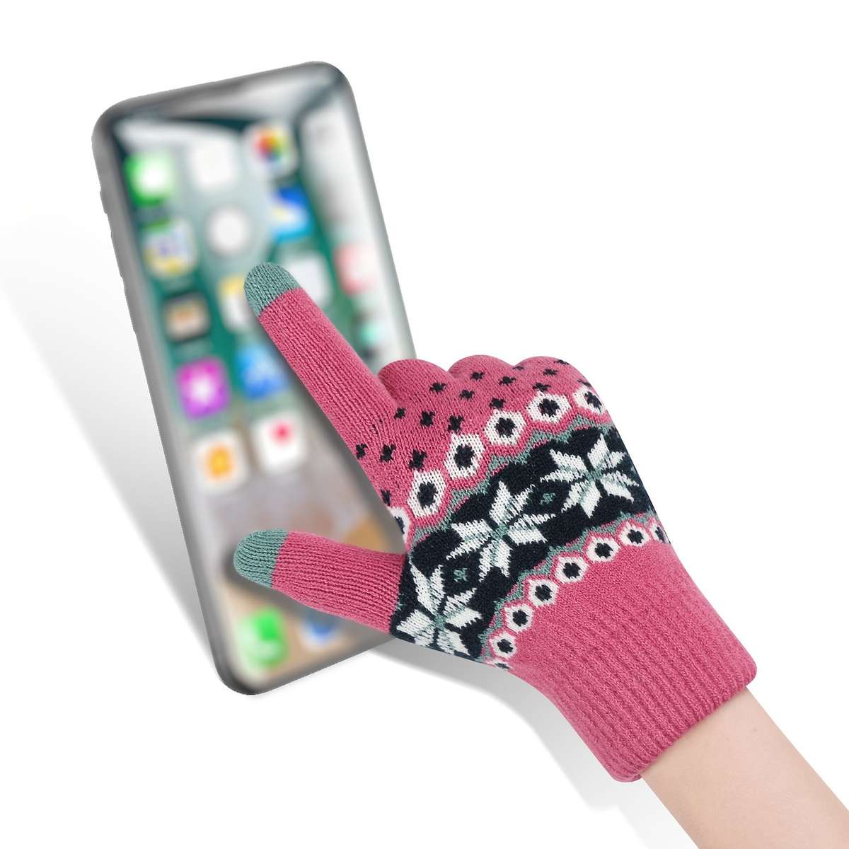 1 Pair Light Grey Warm Gloves