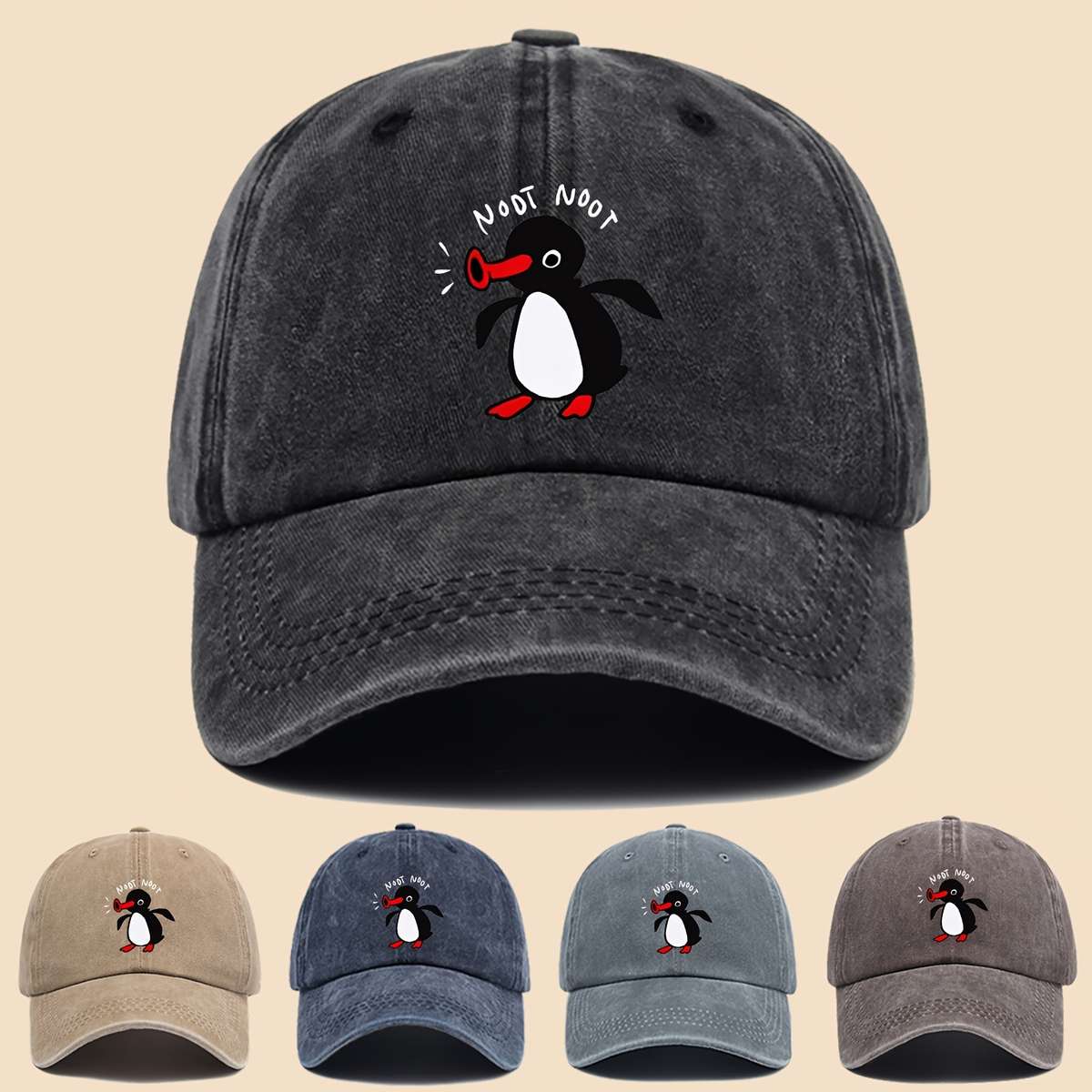 NOOT Baseball Cap with a Unisex Fun Print of Pingu And Pinga a Curved-Brim Hat Suitable