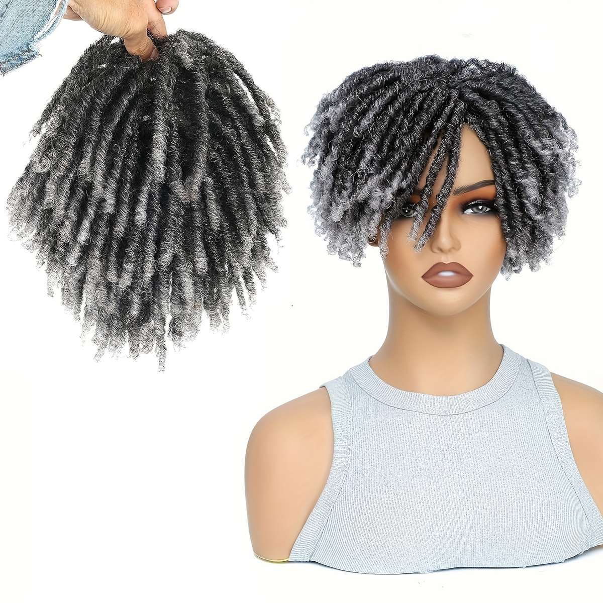 1Pc Grey 20.32cm Fashion Design Wig