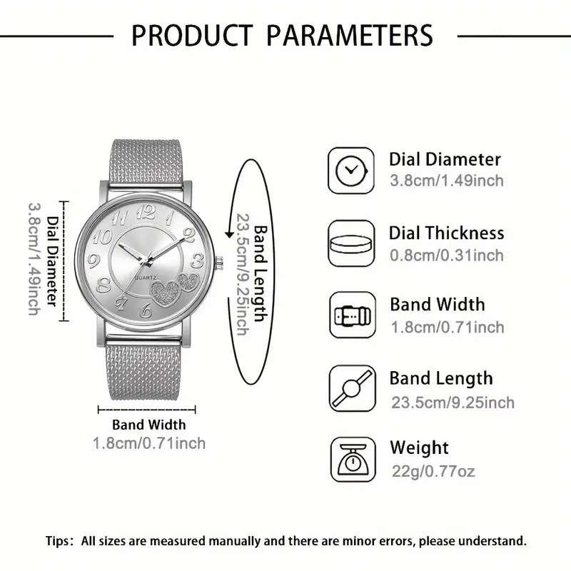 Fashionable 6-Piece Digital Dial Women's Quartz Watch Set