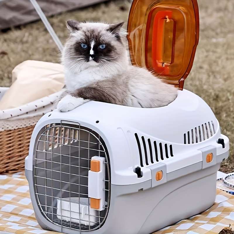 Gray Airplane Box Add Hanging Bowl Add Partition Pet Bag