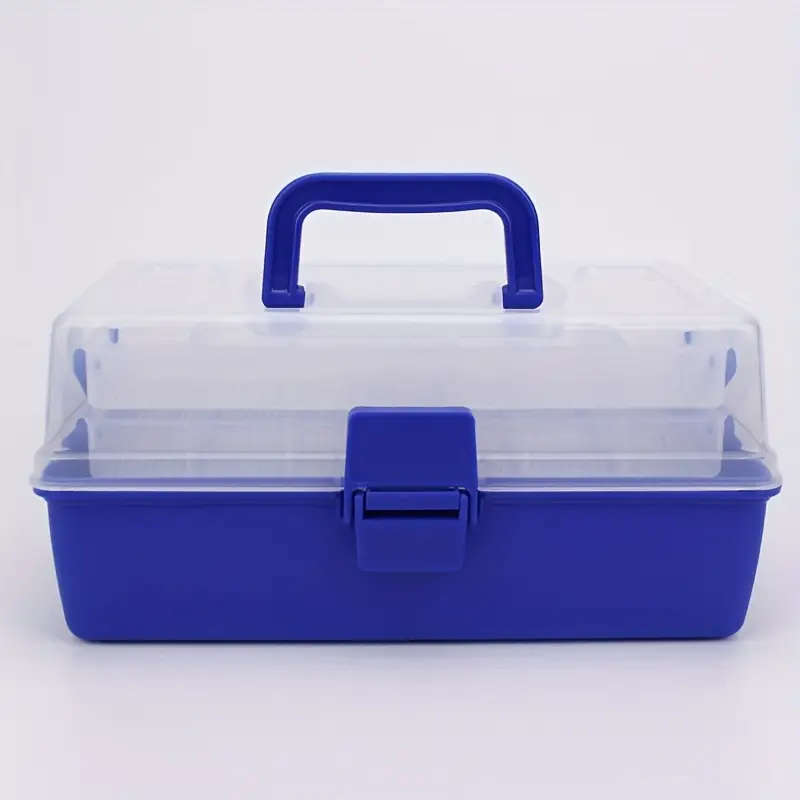 1pc Blue 3-Layer Portable Fishing Tackle Box Durable PP Material Multi-Compartment Storage for Baits