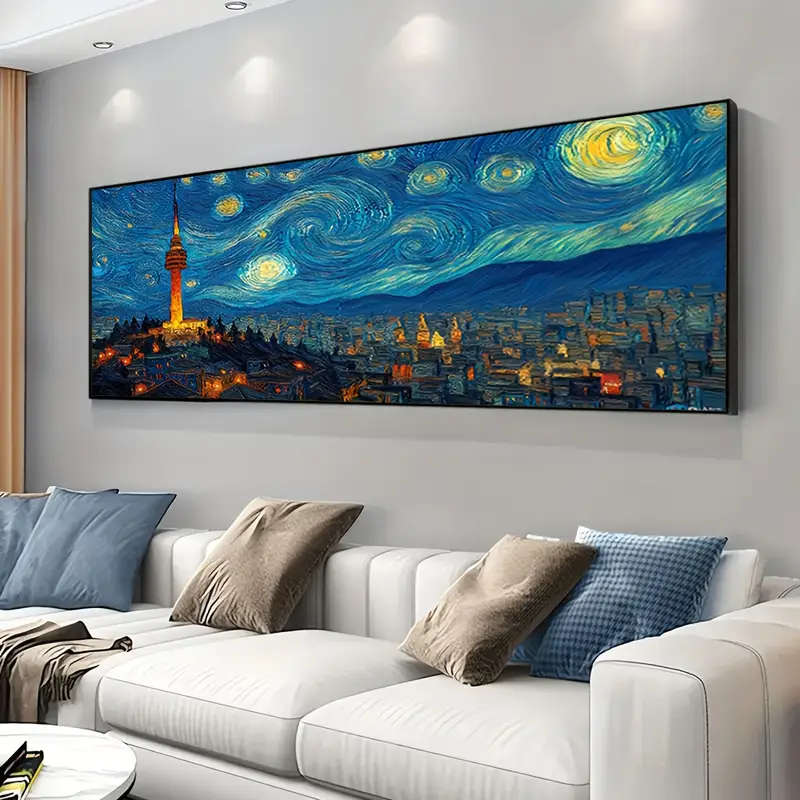 Van Gogh'S "Starry Night" Canvas Art Print - Frameless, Modern Minimalist Wall Decor