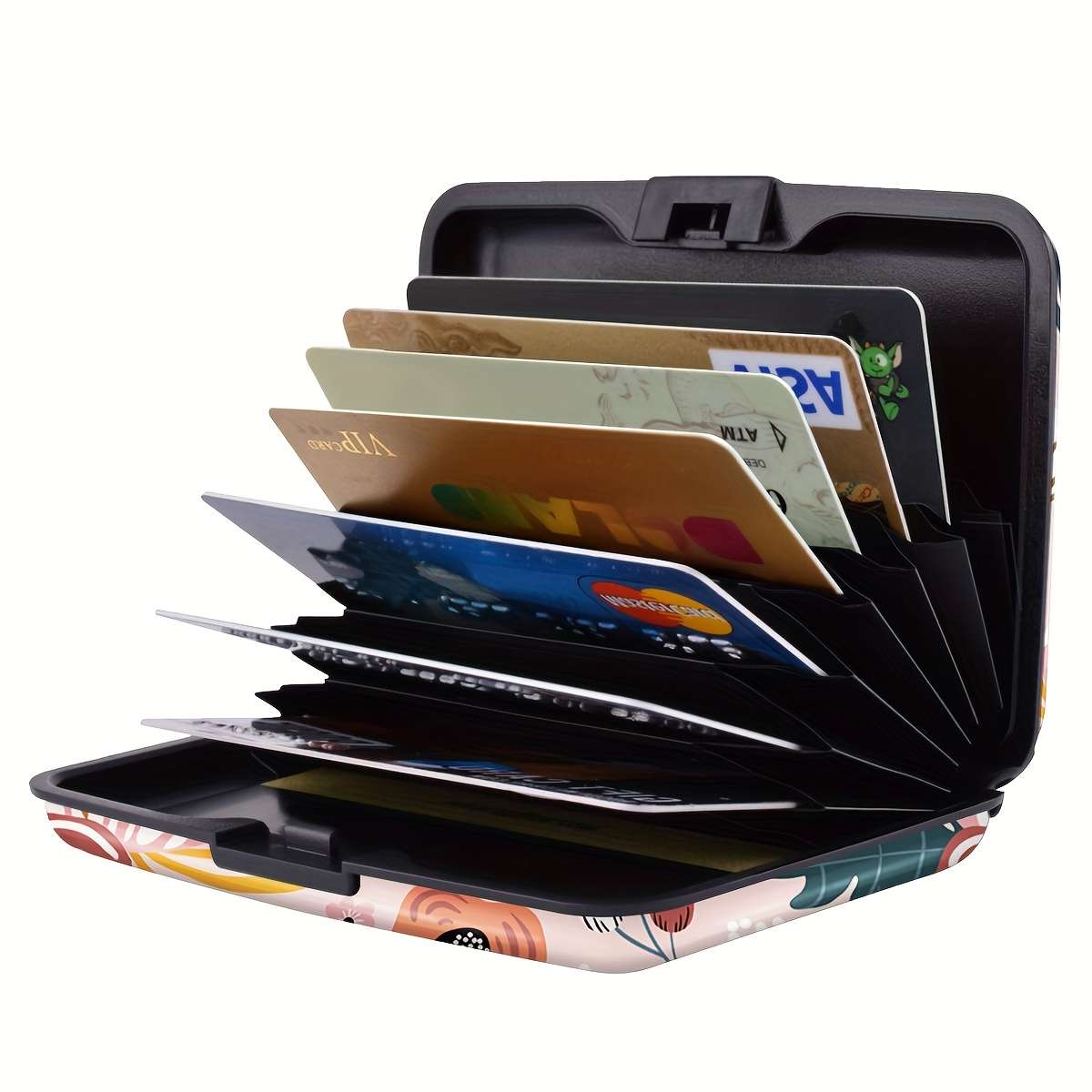 Tropical Floral Hard Shell Credit Card Wallet C Compact Rfid Blocking Design