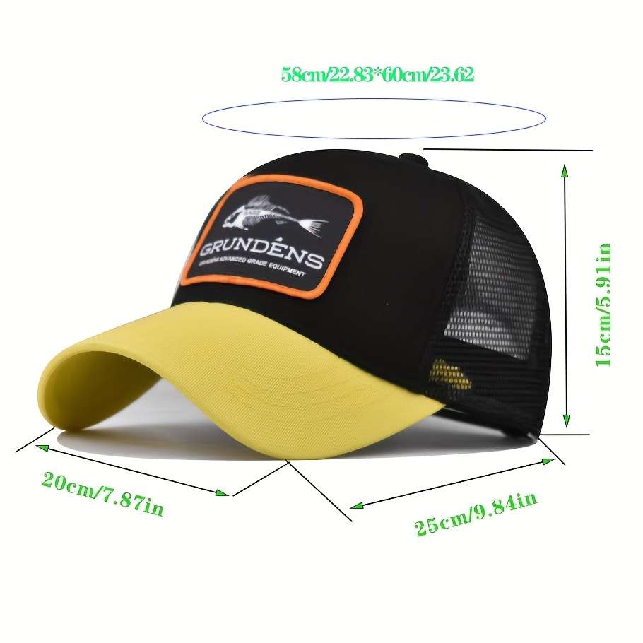 Cotton Blend Fitted Baseball Cap Fishbone Embroidery Breathable Mesh Sun Protection Adjusta