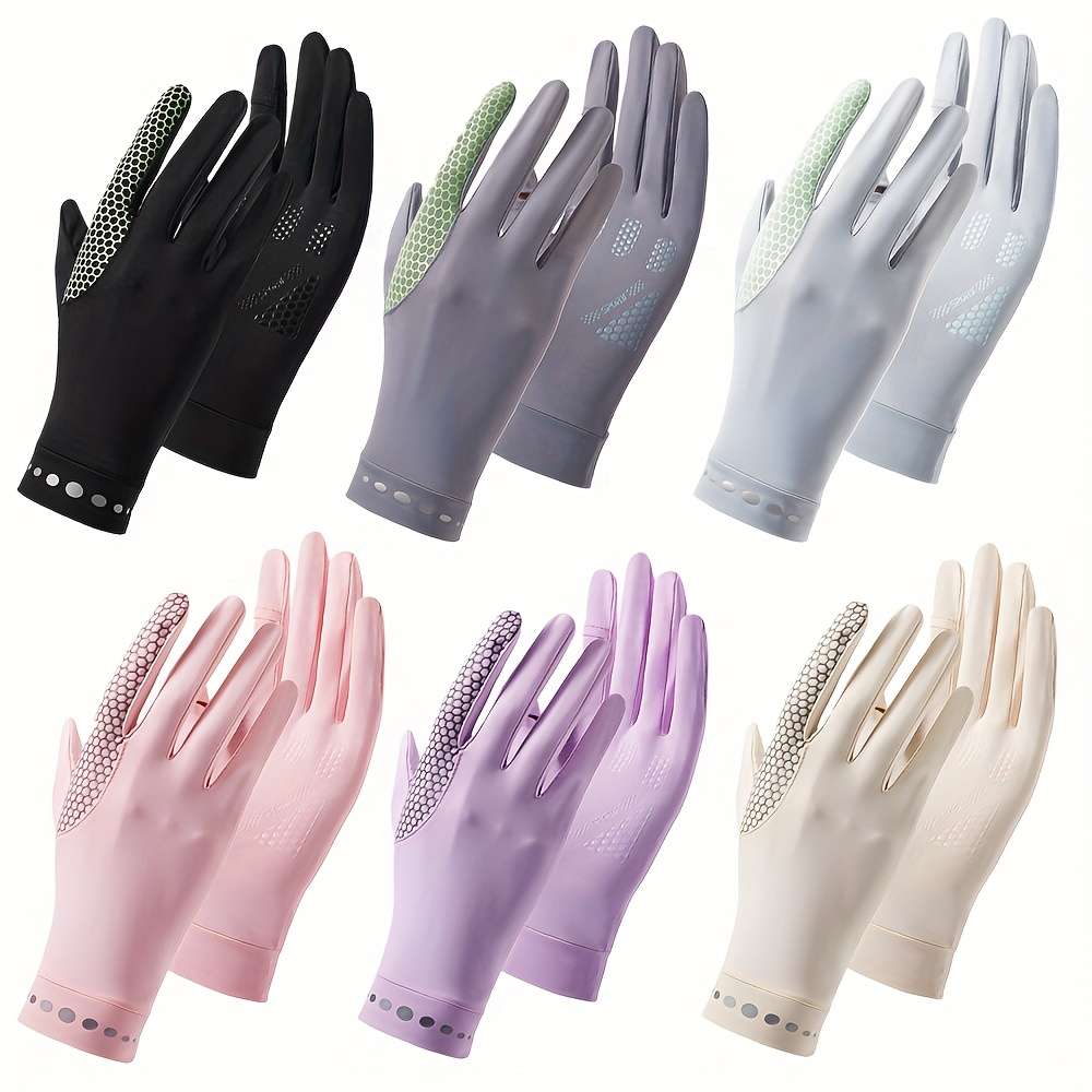 1 Pair Pink Purple One Size Summer Full Finger Gloves