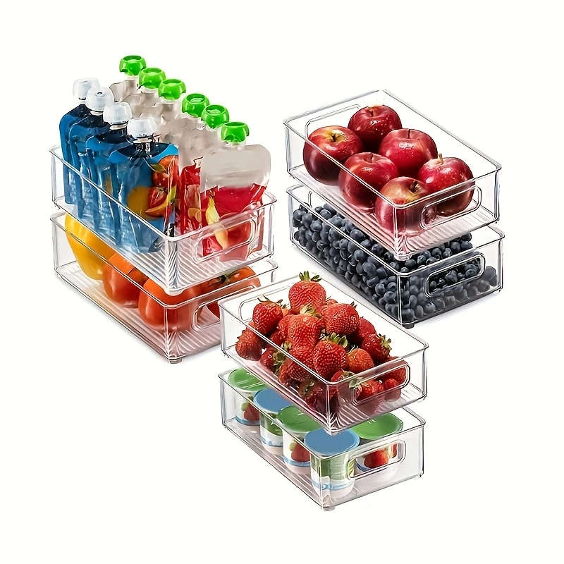 6-Pack Clear Stackable Fridge Organizers