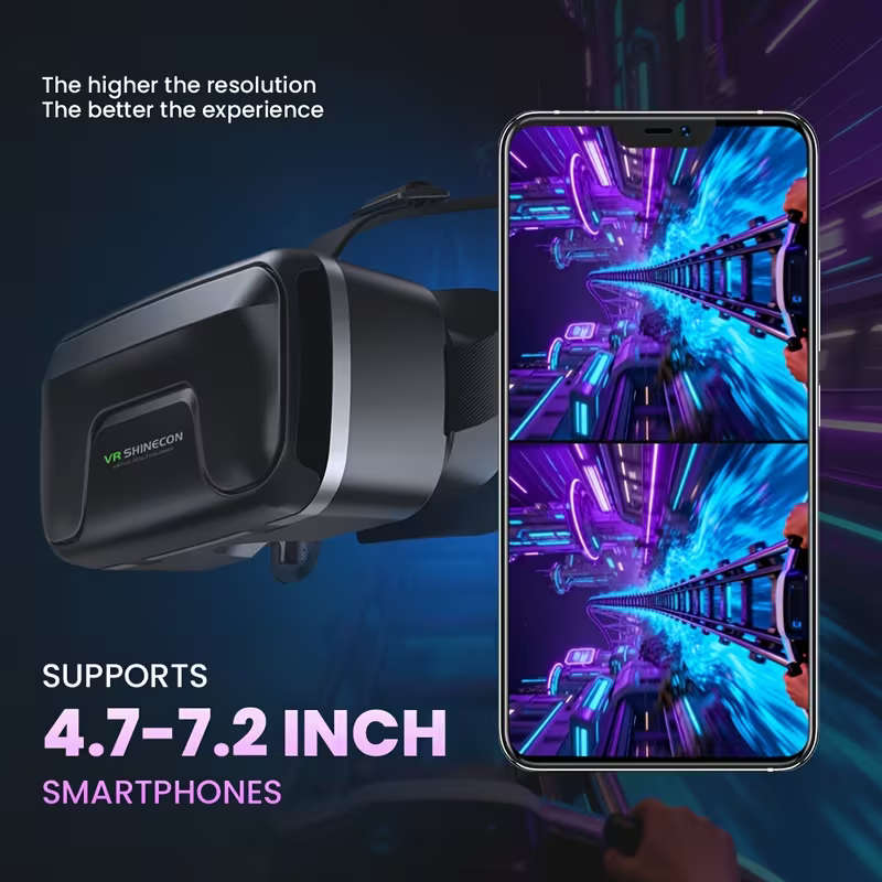 VR SHINECON Next-Gen 3D Virtual Reality Headset - Universal Smartphone VR Glasses