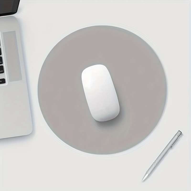 Round Faux Leather Mouse Pad Sleek Black Smooth Surface
