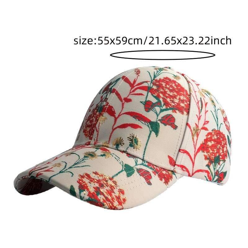Adjustable Women'S Floral Dandelion Golden Thread Jacquard Baseball Cap Breathable Polyeste