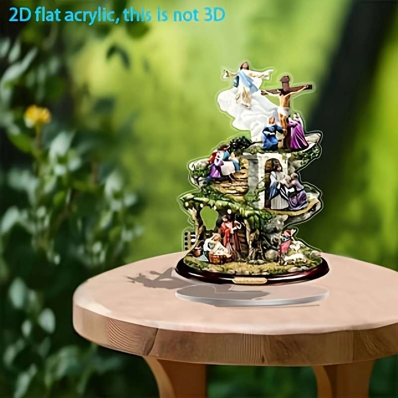 1pc 2D Flat  Boho Acrylic Jesus Birth Scene  Desktop Decoration Non-Electric