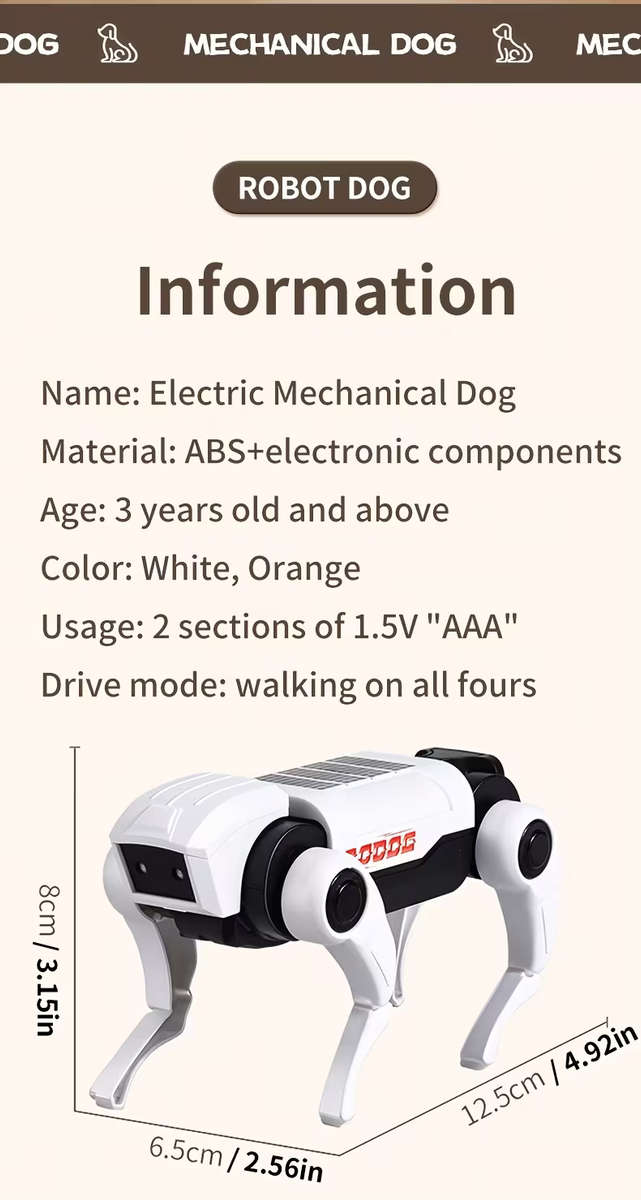 Electric Mechanical Dog Toy with Lights That Moves Forward And Crawls