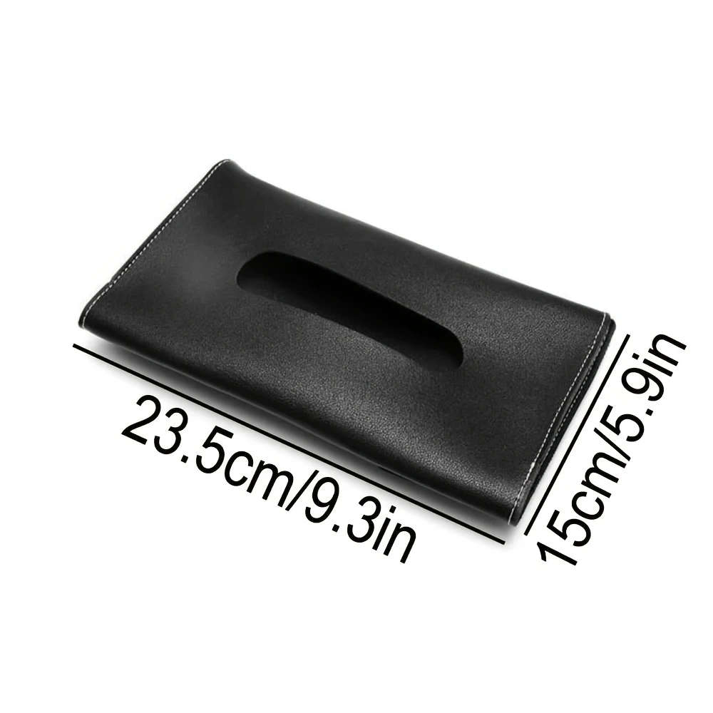 1pc Black PU Leather Car Visor Tissue Holder Mask Dispenser Fit for All Vehicles Compact and Stylish