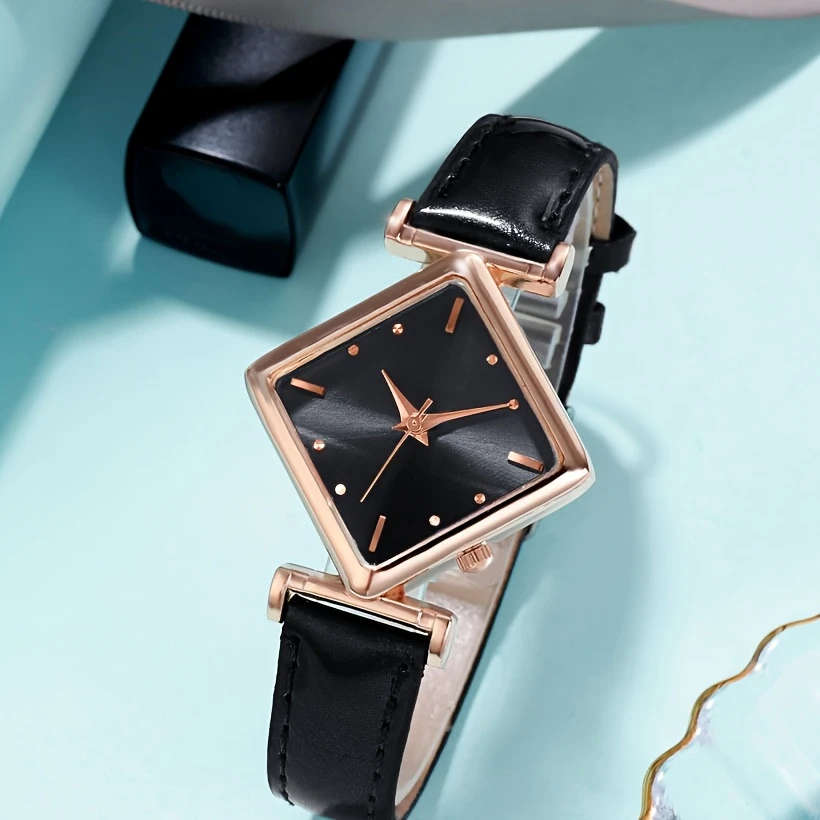 1pc Women's Fashion Personality Belt Square Case Quartz Watch Elegant Women's Watch