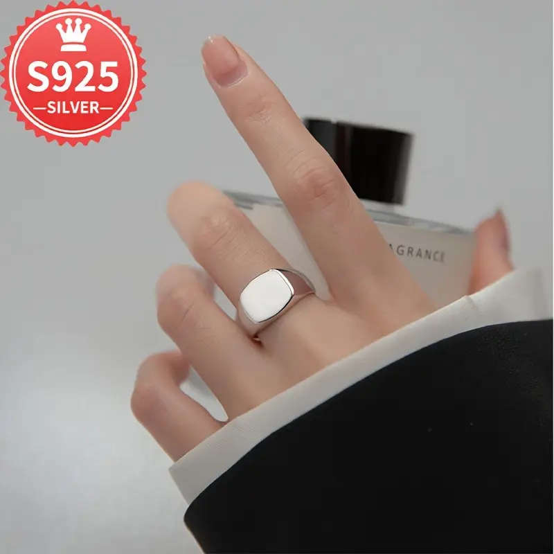 925 Sterling Silver Plated Hypoallergenic Square Oval Ring with Gift Box Packaging