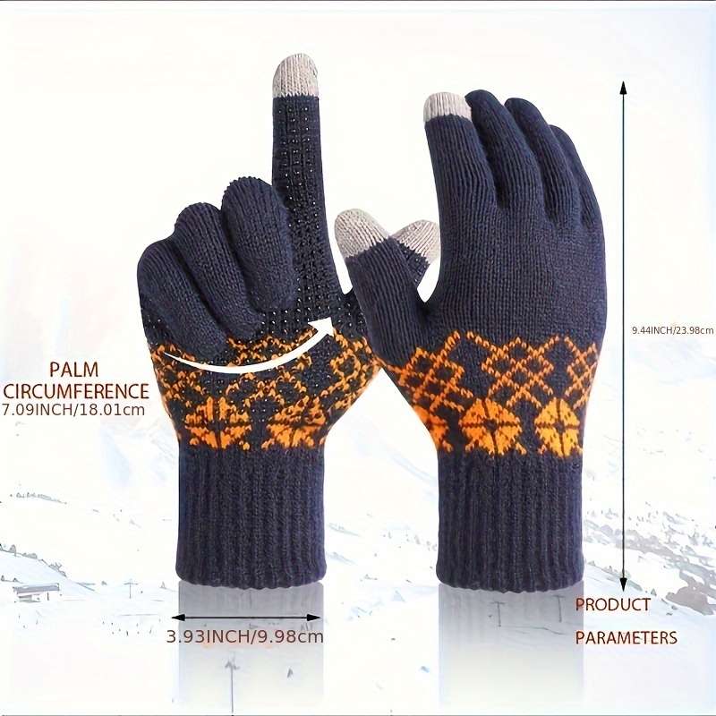 1 Pair L Style Snowflake Warm Gloves