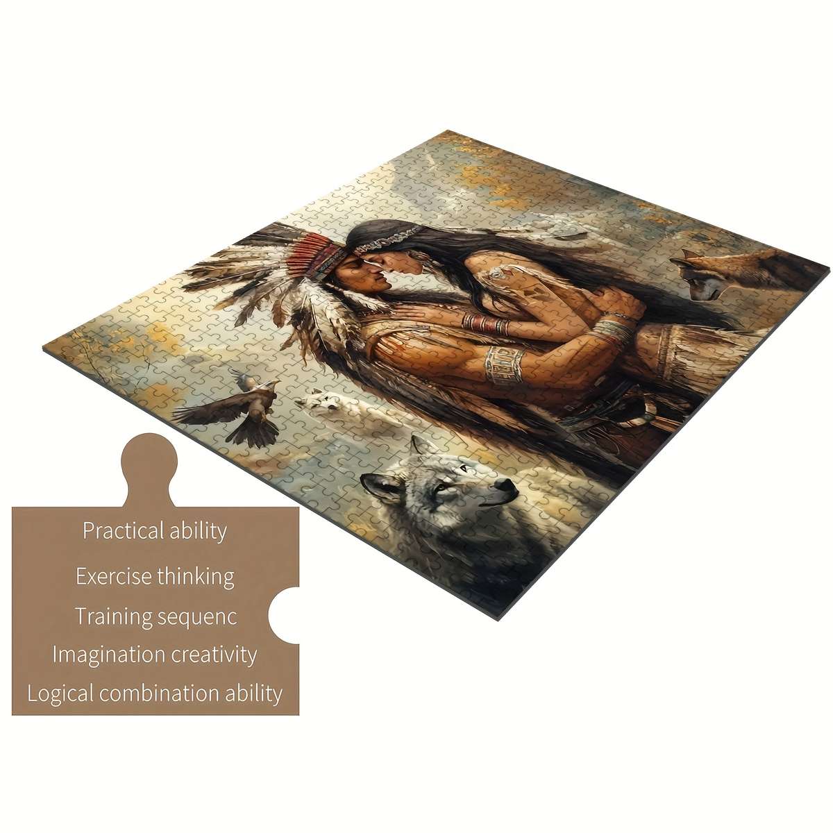1000pcs Jigsaw Puzzle for Adults Families Indian Couple Hugging Wolf and Eagle De