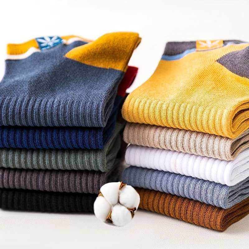 10 Pairs Of Mixed Colors One Size High Elastic Socks